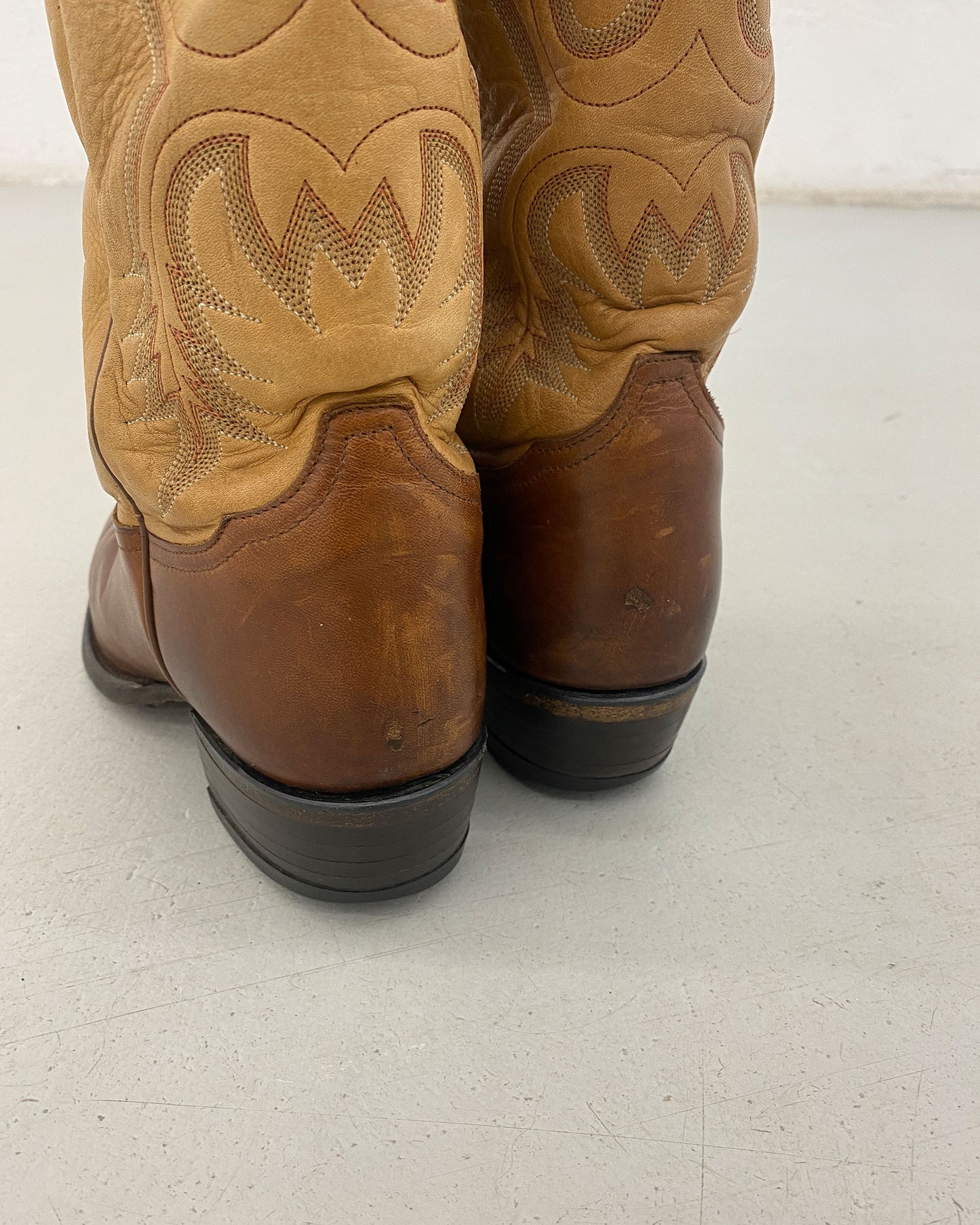 Tony Lama 2000s Two Tone Cowboy Boots Lightbrown Brown