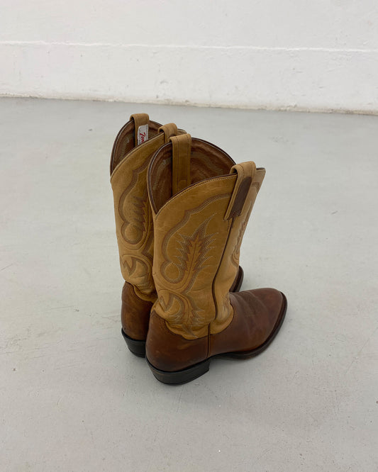 Tony Lama 2000s Zweifarbige Cowboystiefel Hellbraun 