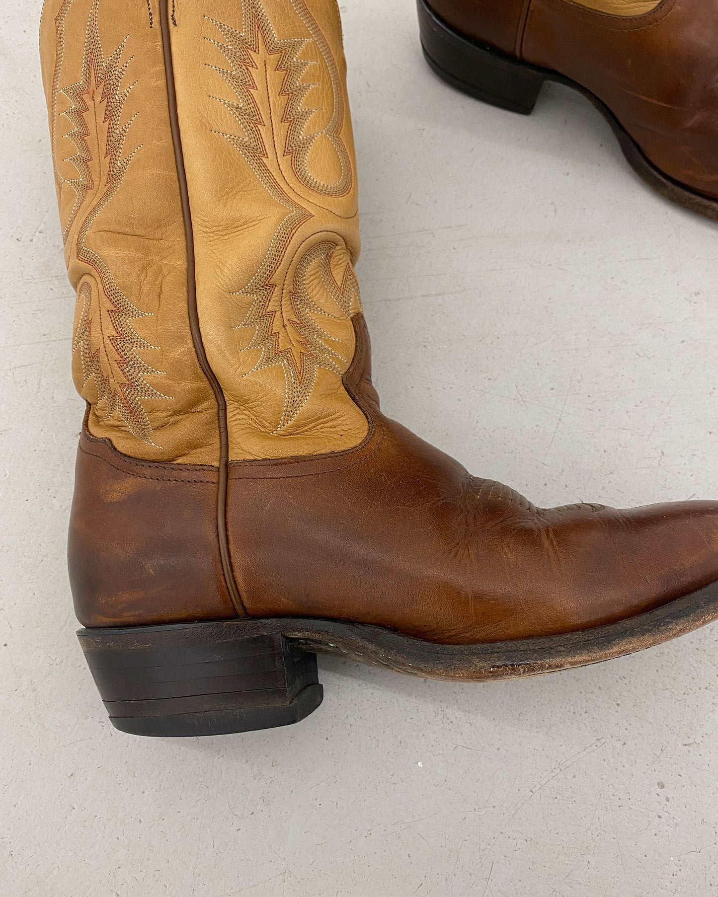 Tony Lama 2000s Two Tone Cowboy Boots Lightbrown Brown