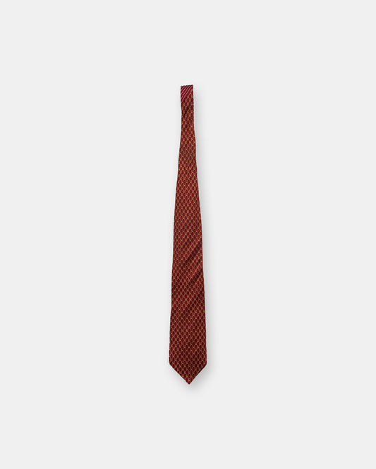 Gianni Versace 1990s Tie Red Gold Monogram