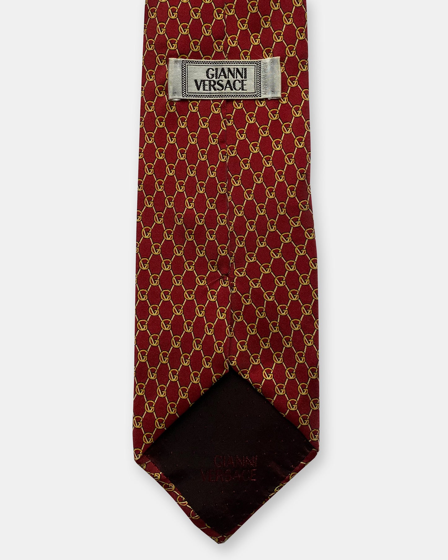 Gianni Versace 1990s Tie Red Gold Monogram