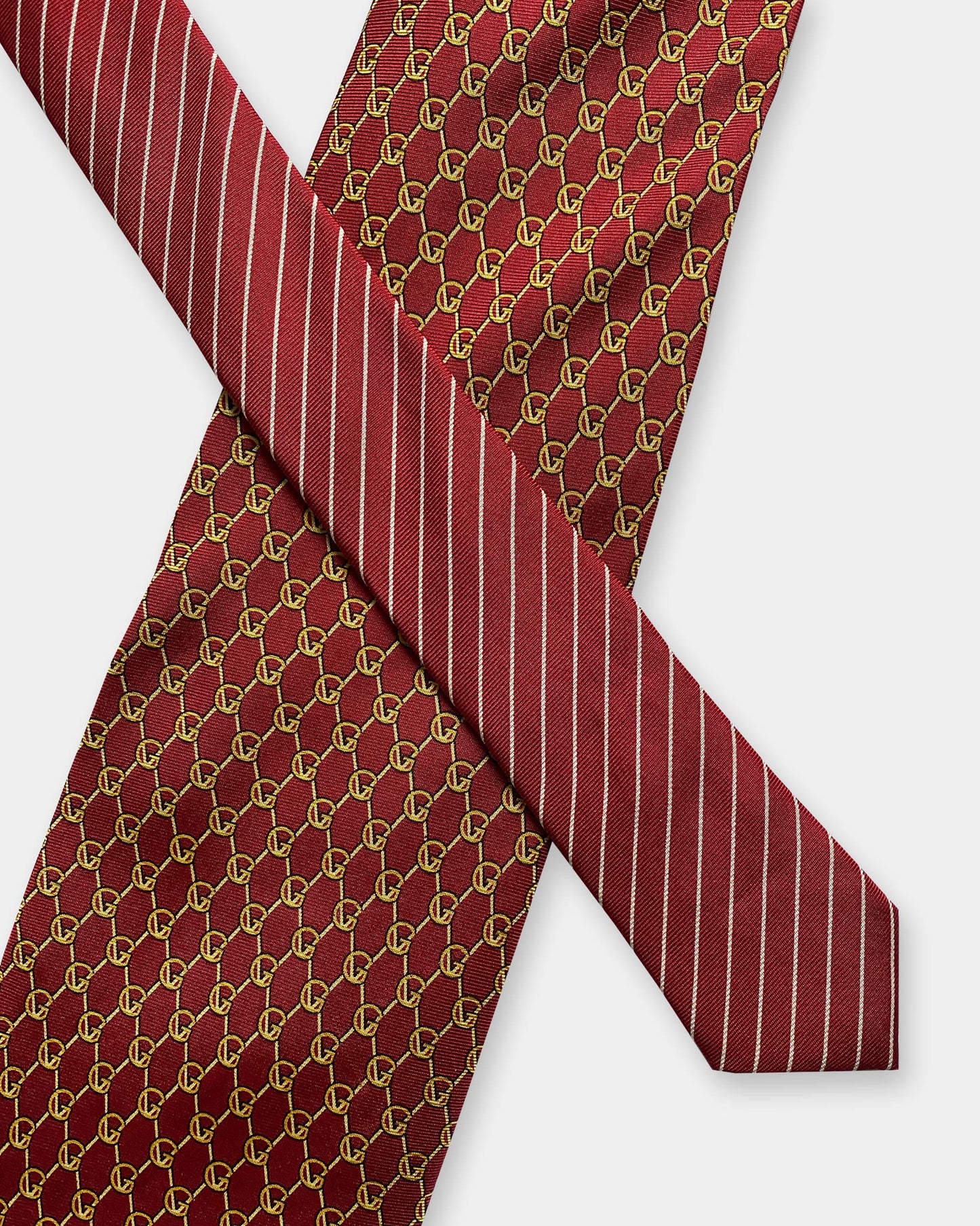 Gianni Versace 1990s Tie Red Gold Monogram