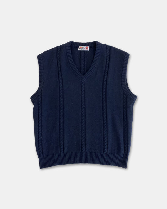 Rodier Monsieur Paris 1980s Knit Sweater Vest Navy