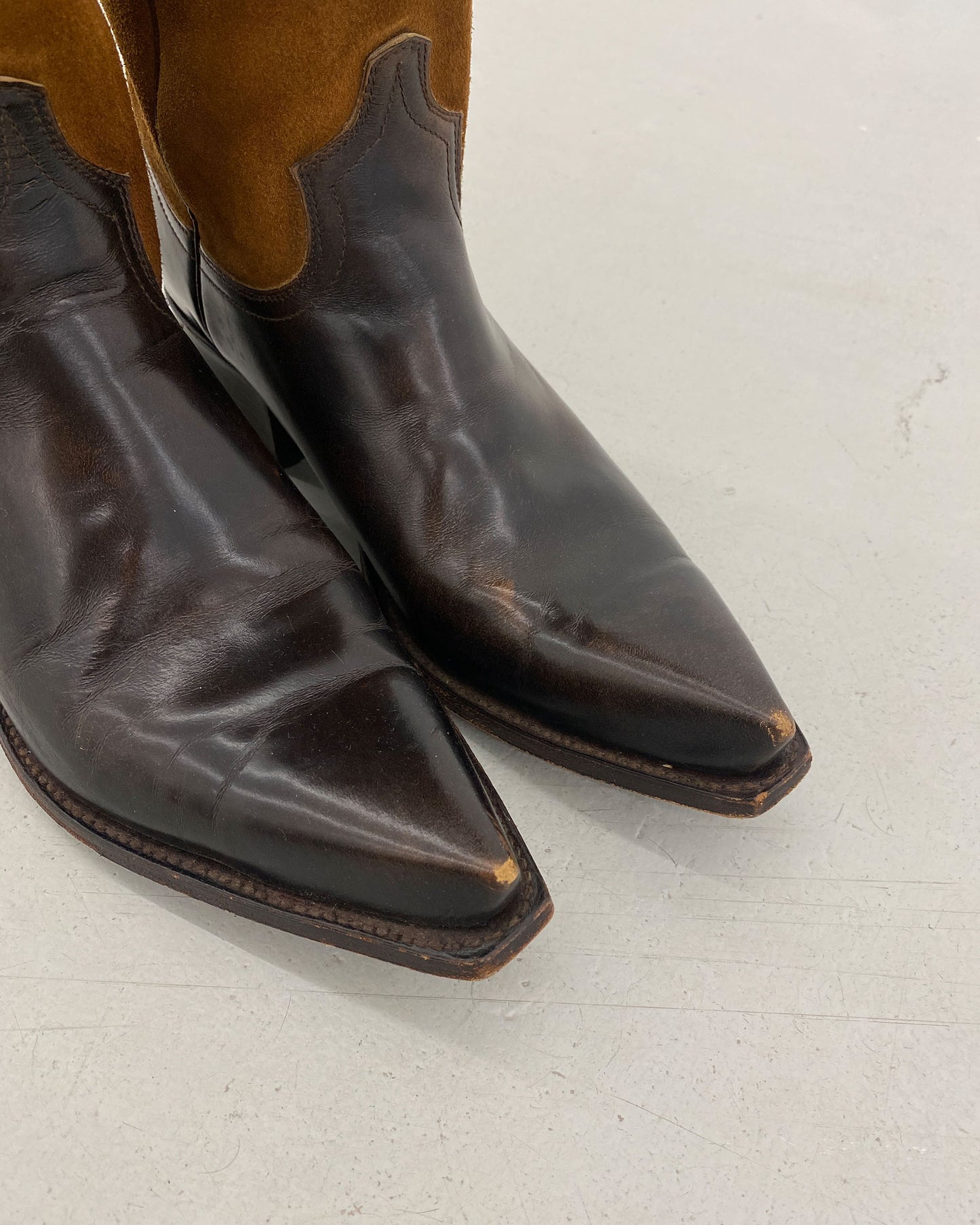 Frye 2000s Suede Leather Cowboy Boots Brown