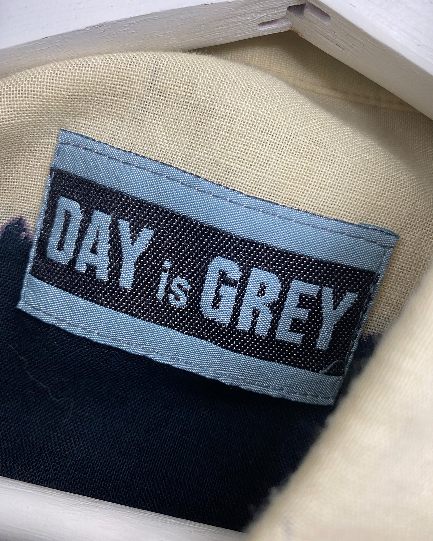 Day is Grey 1980s Striped Linen Shirt Creme Black