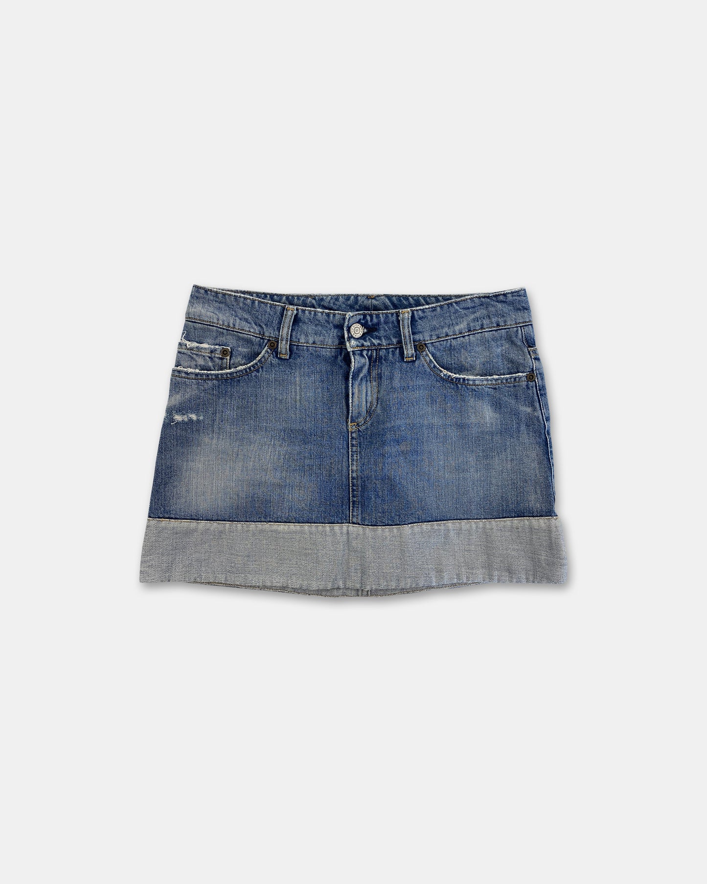 Y-3 2000s Denim Mini Skirt Blue