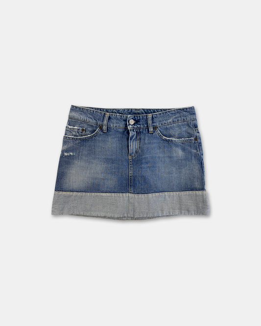 Y-3 2000s Denim Mini Skirt Blue