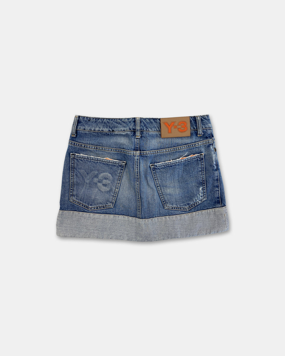 Y-3 2000s Denim Mini Skirt Blue