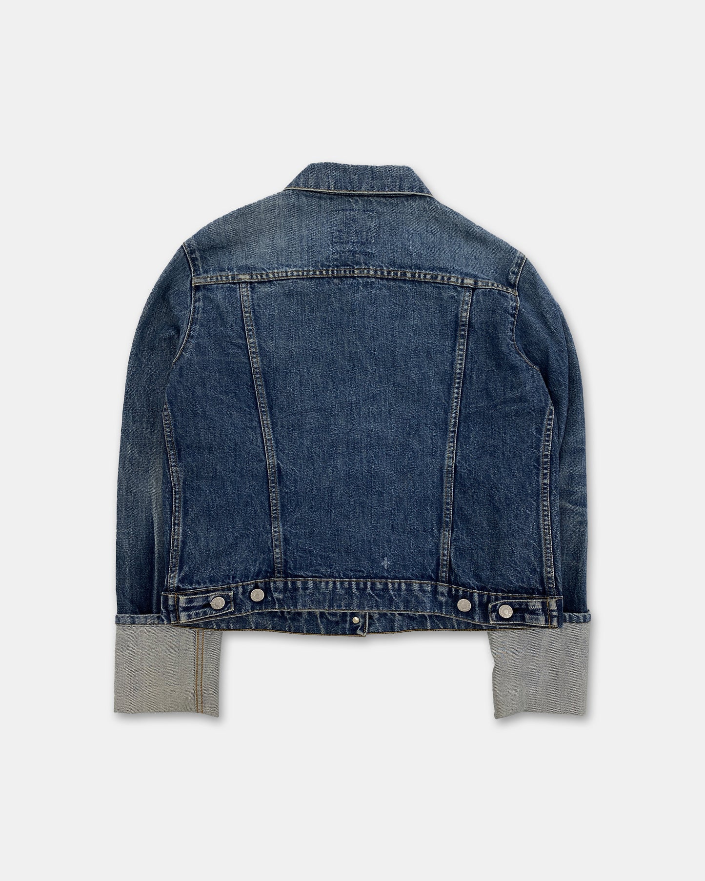 Helmut Lang 1999 Jeansjacke mit gefalteten Ärmeln Hellblau 