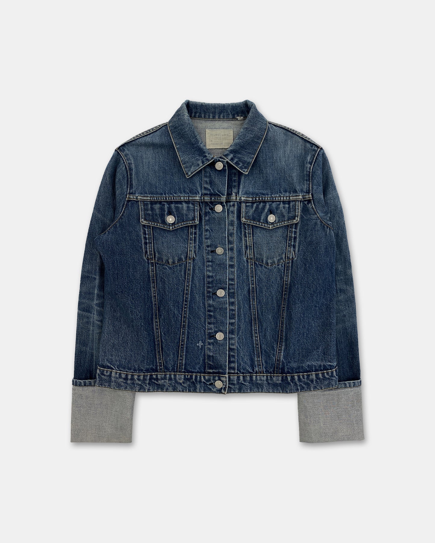 Helmut Lang 1999 Jeansjacke mit gefalteten Ärmeln Hellblau 