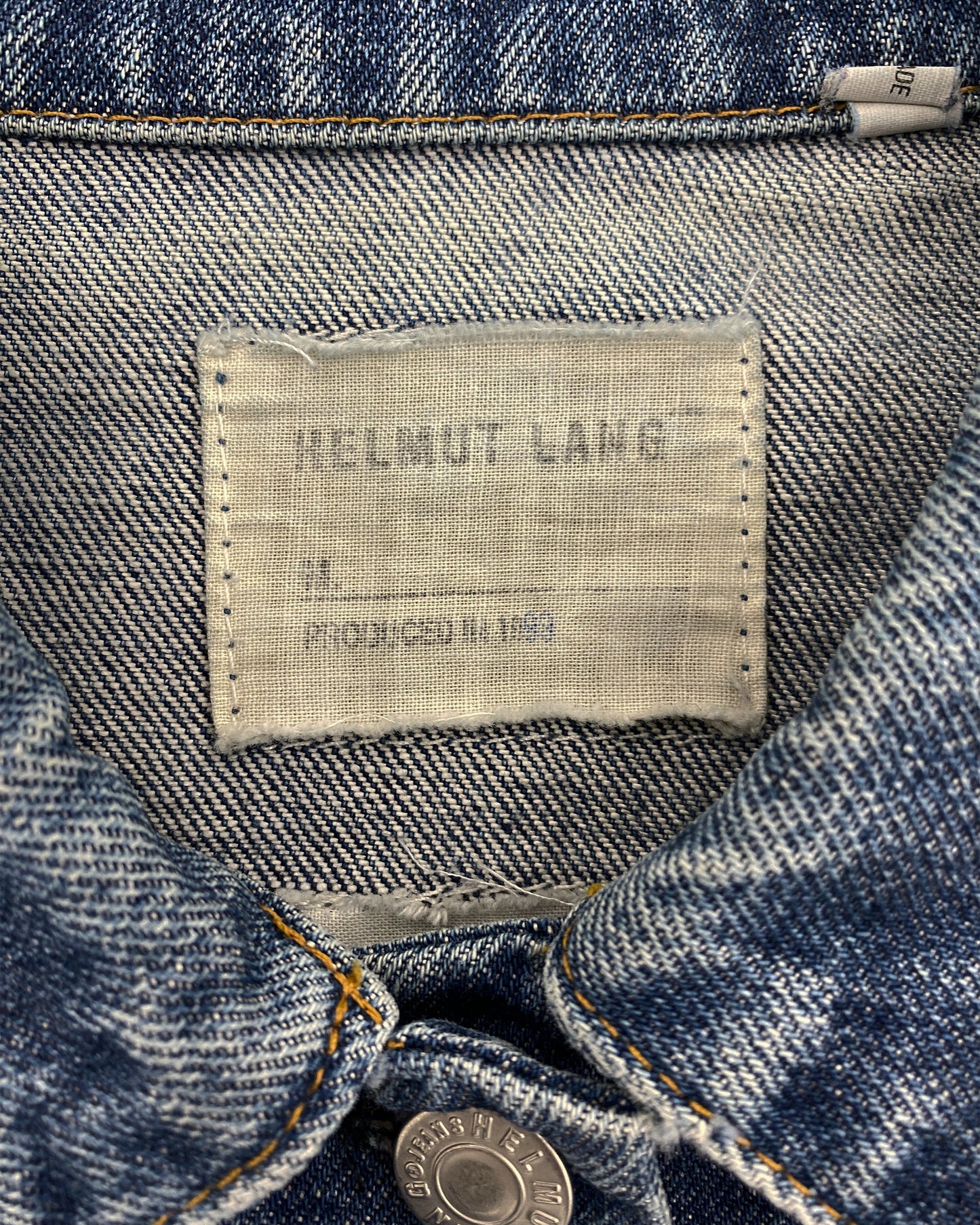 Helmut Lang 1999 Klassische Jeansjacke mit gefalteten Ärmeln Blau 