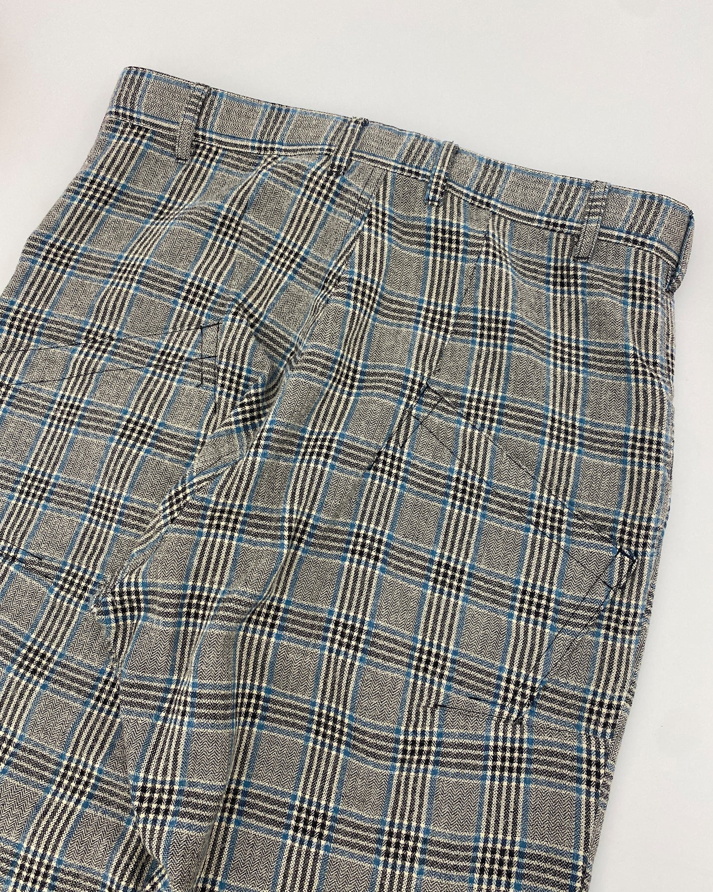 Yohji Yamamoto Pour Homme AW2019 Tartan Wollhose Grau Blau 