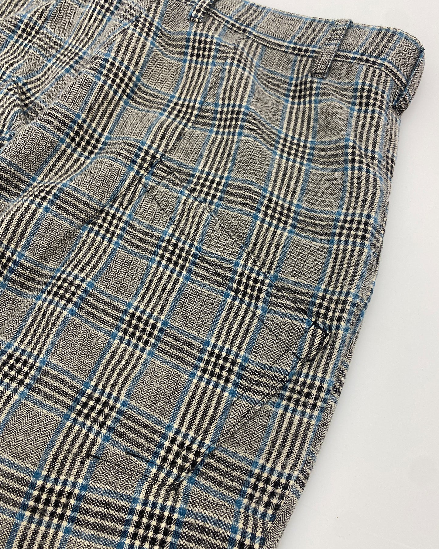 Yohji Yamamoto Pour Homme AW2019 Tartan Wollhose Grau Blau 