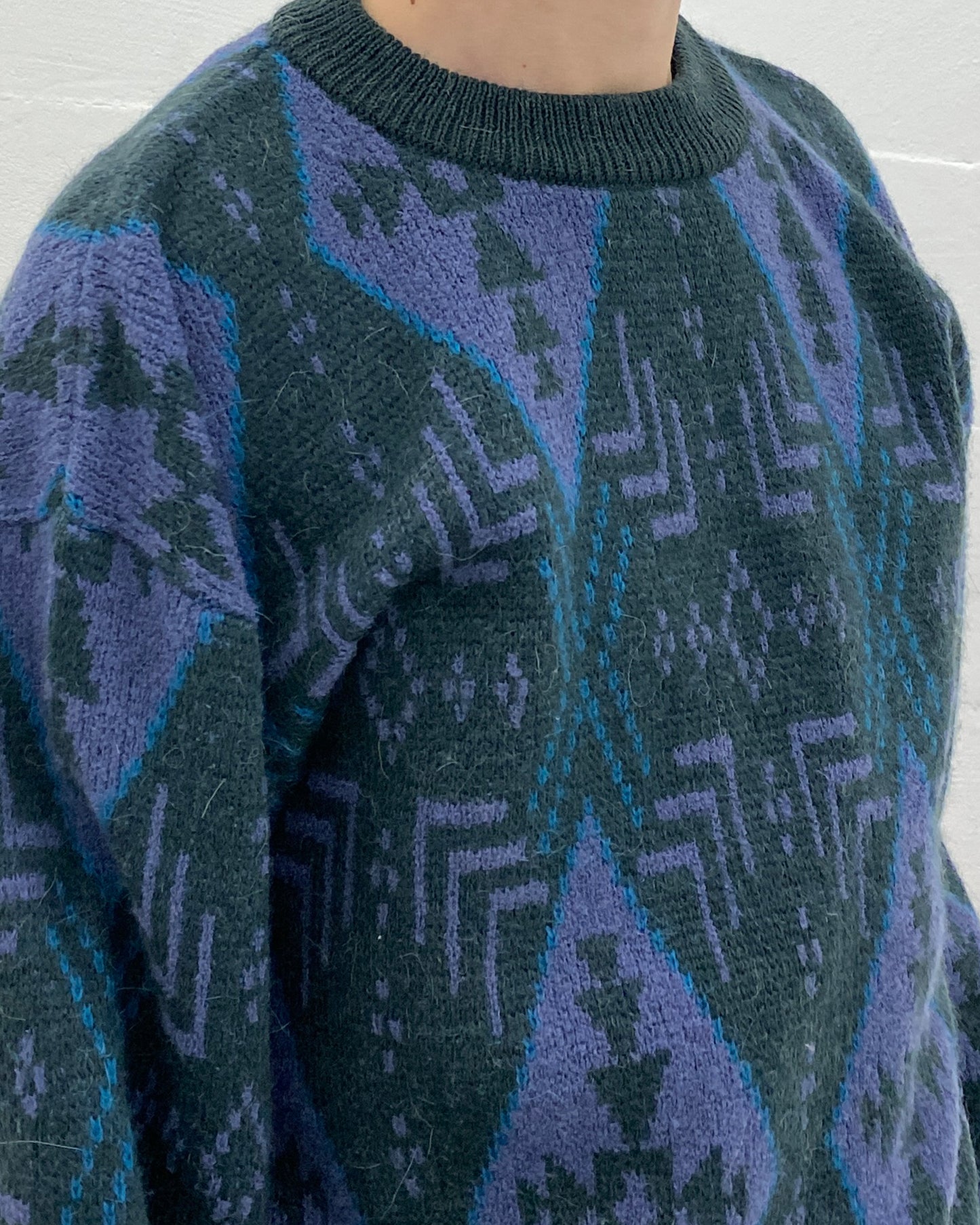 Yves Saint Laurent 1990er Strickpullover Grün Lila 