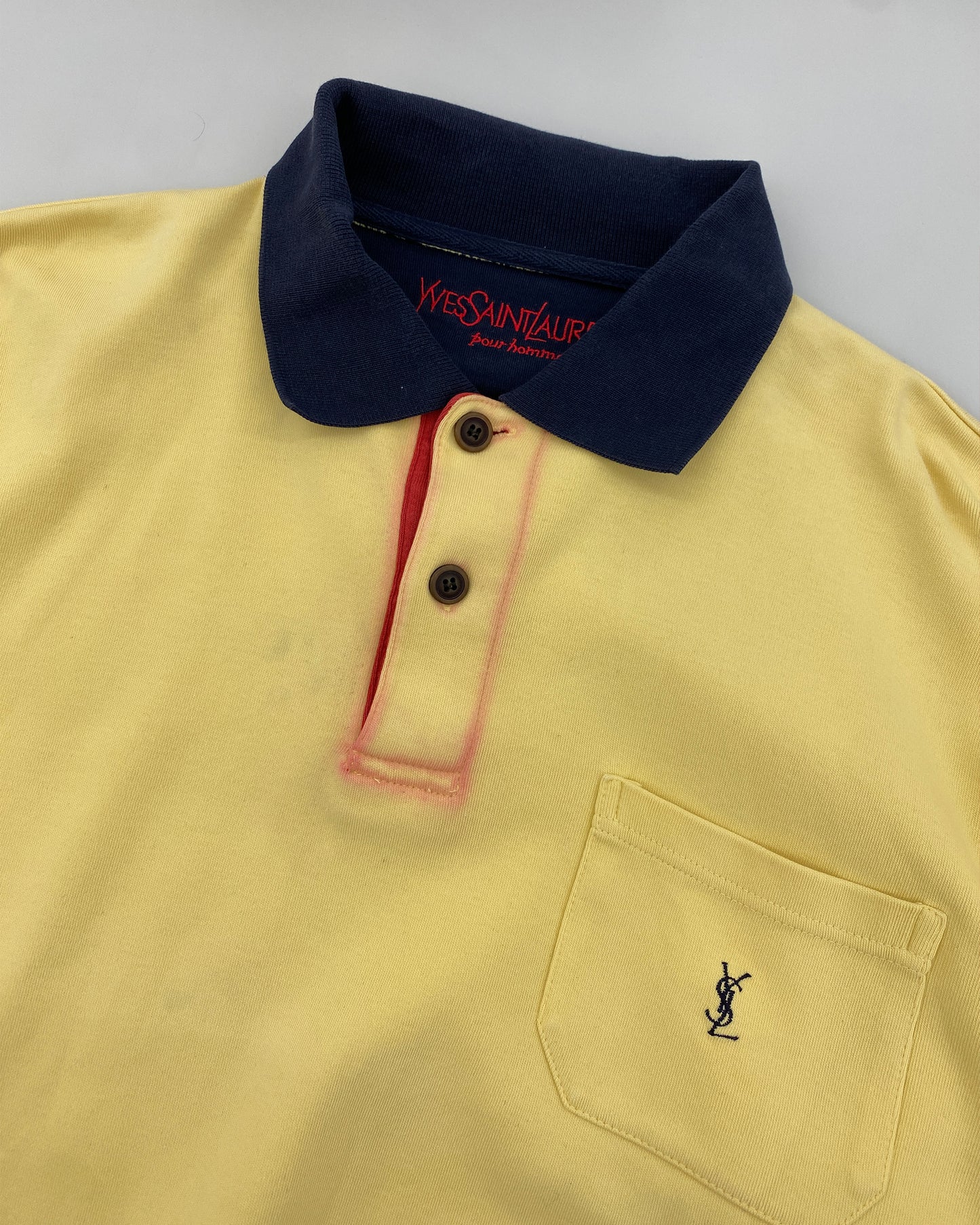 Yves Saint Laurent 1990s Chest Pocket Polo Sweater Yellow