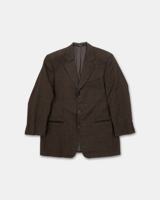 Yves Saint Laurent Pour Homme 1990s Checked Blazer Jacket Brown