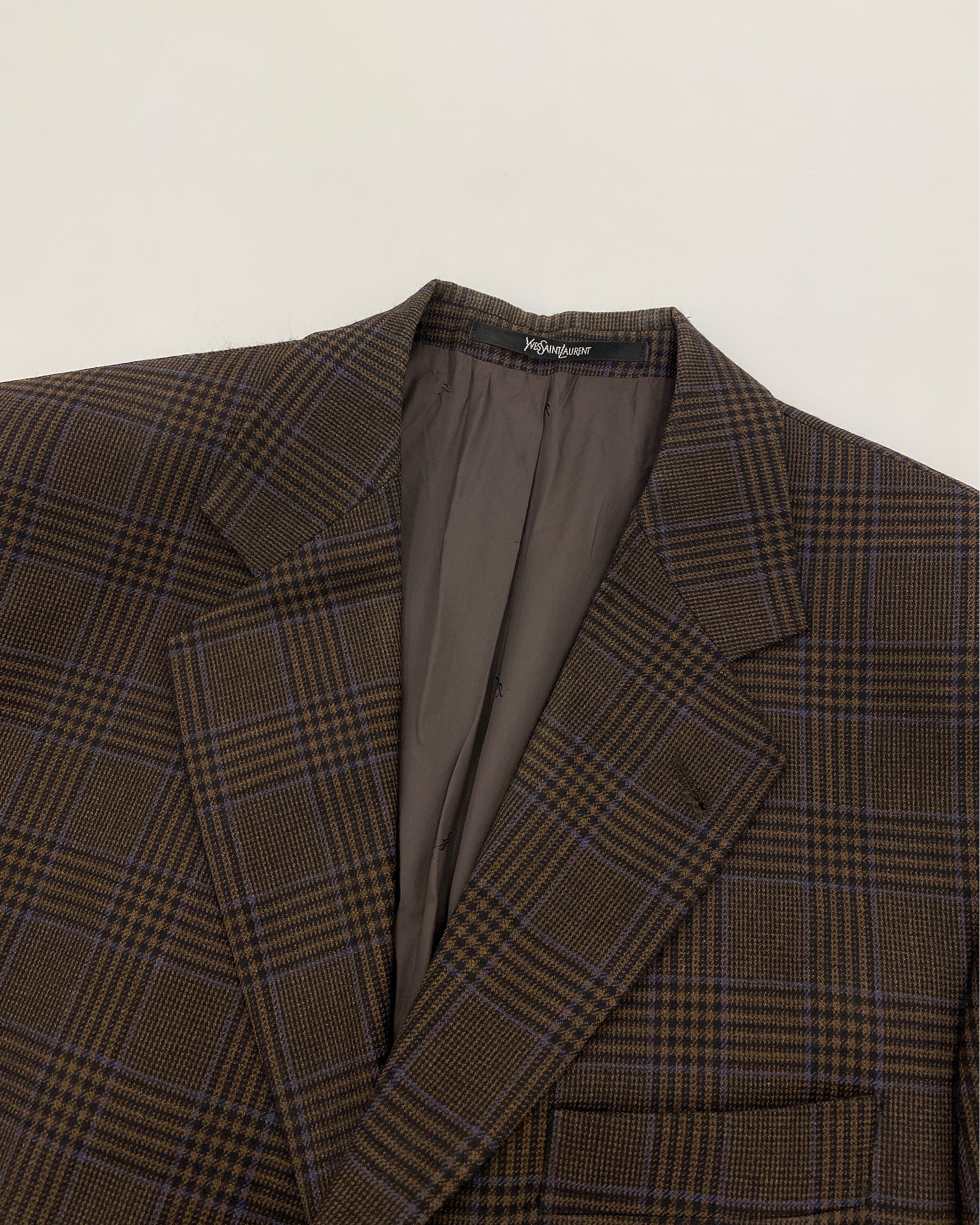 Yves Saint Laurent Pour Homme 1990s Tartan Checkered Blazer Jacket