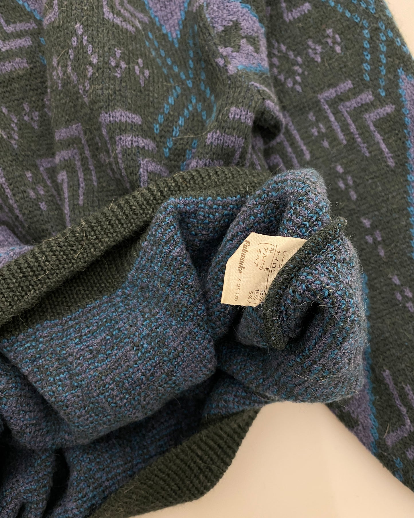 Yves Saint Laurent 1990er Strickpullover Grün Lila 